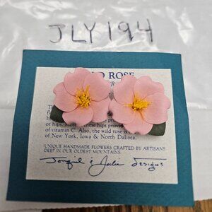 WILDFIRES WILD ROSE PINK HANDMADE CLIP-ON EARRINGS